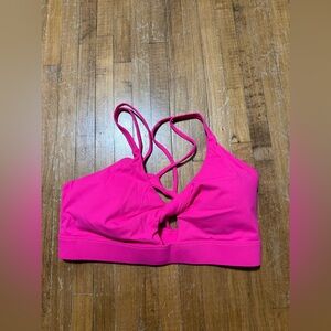 Pink Sports Bra Womens Size L Pink Twist Front Multi Straps Athletic No Brand